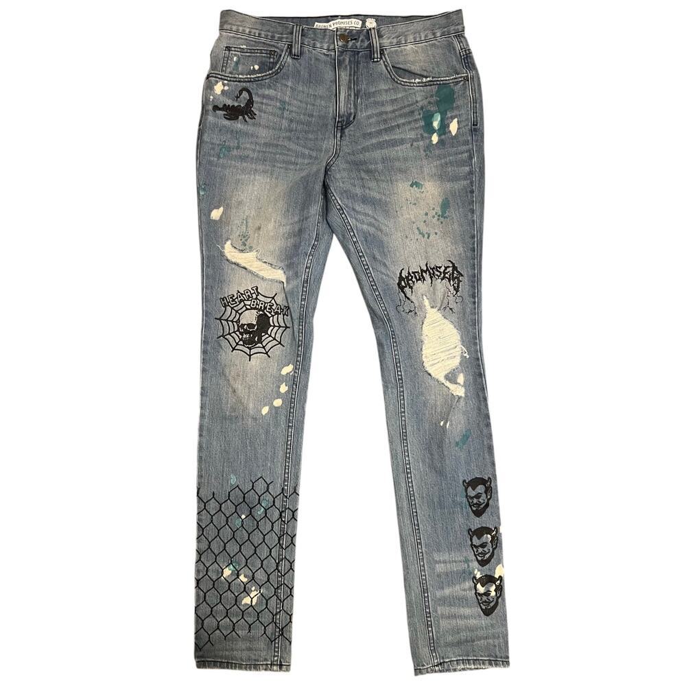 Broken Promises Ultra Slim Stretch Denim Jeans Size 32 Mens